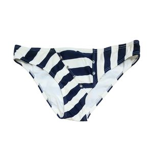 Seal Blue White Stripe Rivets Bikini Scoop Bottom XL